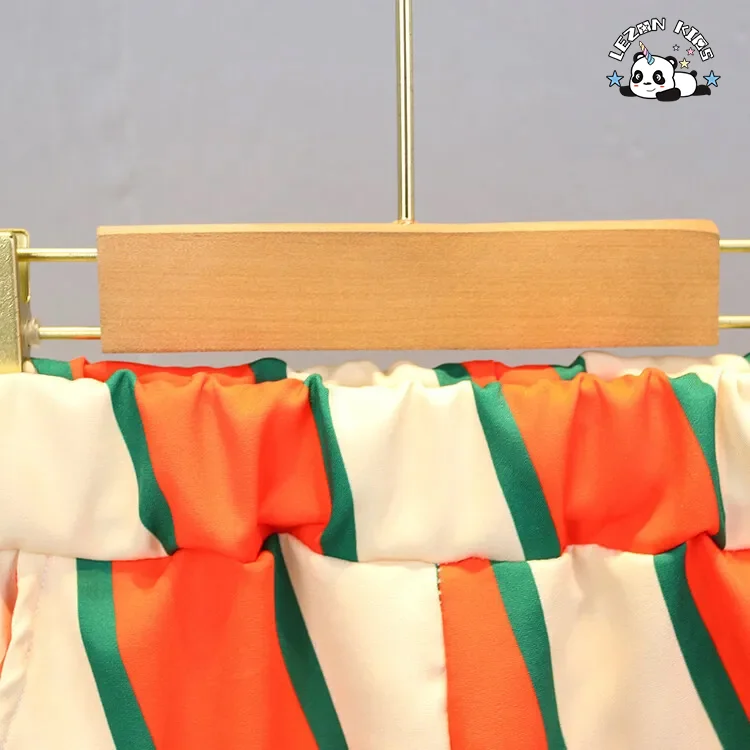 LEZONKIDS - Child Clothes Irregular Stripe Shirt Short Set Casual Cotton Satin Factory OEM ODM Kids Clothing Boy Sets